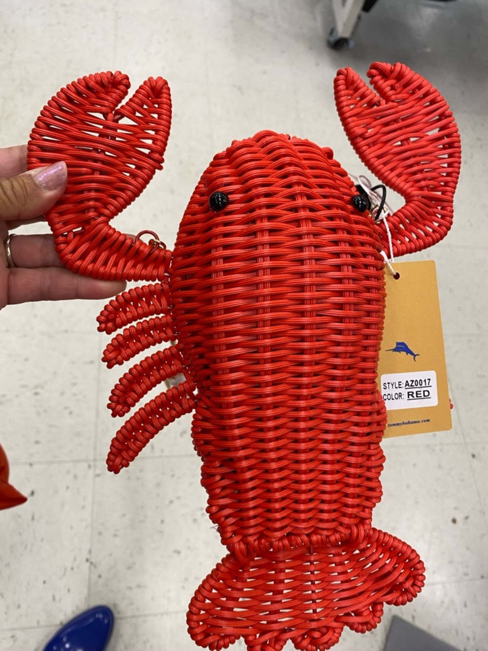 Tommy Bahama Red Wicker Lobster Crossbody Bag